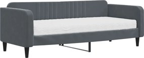 vidaXL sötétszürke bársony heverő matraccal 90 x 200 cm