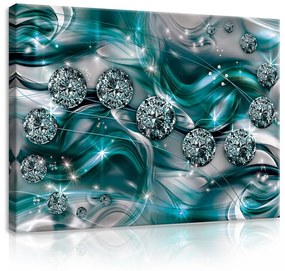 Vászonkép, Kék gyöngyös absztrakt, 100x75 cm méretben