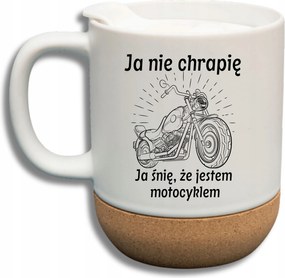 Fehér Bögre Fedéllel És Parafa Aljjal Ajándék Nem Horkolok