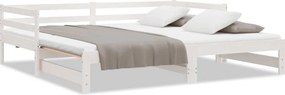 vidaXL fehér tömör fenyőfa kihúzható kanapéágy 2 x (90 x 200) cm
