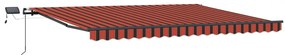 Manuális Behúzható Napellenző LED-del Narancs és Barna 400x300 cm