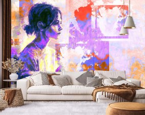 Gario Fotótapéta Portré egy no lila színben Anyag: Vlies, Méret: 150 x 105 cm