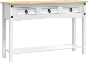 vidaXL Végasztal fiókkal Corona Fehér 114 x 34,5 x 73 cm Tömör fenyőfa
