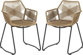HOMCOM 2 db Étkezőszék Konyhai Szék Rattan Design Bohém Stílus Acél Alap 56 x 59 x 74 cm | Aosom