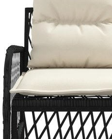 2 részes fekete polyrattan kerti ülőgarnitúra párnával