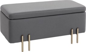HOMCOM Bársonyos Külsővel Kárpitozott Tároló Pad Fém Lábakkal, Tároló Pad Nappali, Hálószoba, Előszoba 100 x 40 x 42 cm, Sötétszürke | Aosom