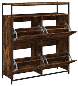 füstös tölgy cipőszekrény 4 kihajtható fiókkal 100x34x112 cm