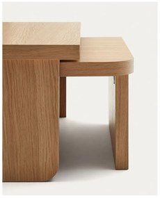 Natúr színű dohányzóasztal szett tölgyfa dekorral 2 db-os Oaq – Kave Home