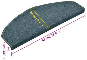 15 db sötétzöld, félkör alakú, nagy lépcsőszőnyeg 65 x 24 x 4 cm