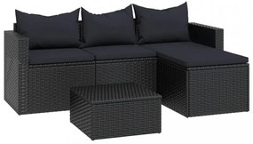 fekete polyrattan kerti ülőgarnitúra
