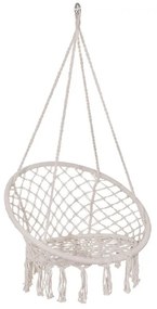 Függesztett hinta, fotel alakú, háttámlával, otthonra és kertbe, pamutszövésű, rojtokkal, 80x60x120 cm