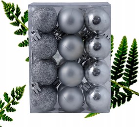Karácsonyfadísz Törhetetlen 3 cm PB324SM-Silver 24 db-os szett