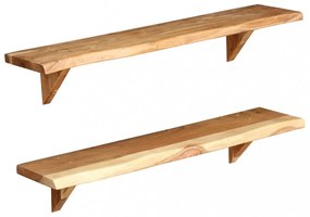 2 db tömör akácfa fali polc 90x20x18 cm