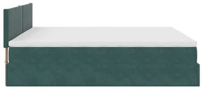 Ottomán ágykeret matraccal sötétzöld 200x200 cm bársony