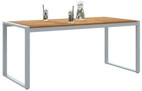 Kültéri Étkezőasztal Szürke 180x90x75 cm Acél és Tömör Akác Fa