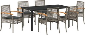 vidaXL Kert étkező szett 7 pcs Szürke polirattan