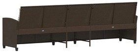 5 személyes barna polyrattan kerti kanapé párnával