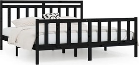 vidaXL fekete tömör fenyőfa ágykeret 200x200 cm
