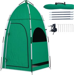 Outsunny Hordozható Zuhanyzó Sátor, Privát Pop-Up Sátor Kölle Készlettel 122x122x213 cm UPF30+ Átváltozó Szoba Kempinghez, WC-hez, Túrázáshoz Zöld | A