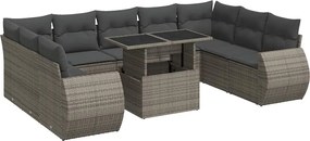 vidaXL 10 részes szürke polyrattan kerti ülőgarnitúra párnákkal