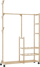 vidaXL bambusz ruhaállvány polcokkal és kerekekkel 100x38x175,5 cm