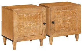 Éjjeli asztal 2 pcs Világosbarna 40 x 33 x 46 cm tömör mangófa