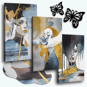 Vászonkép 120x50 cm Nappali Képek Triptichon Arcok Nők Figurák