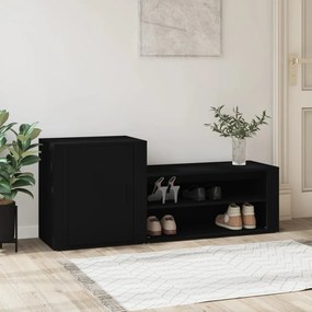 fekete szerelt fa cipősszekrény 130x35x54 cm