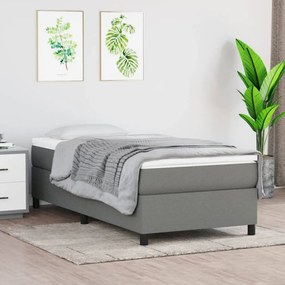 Sötétszürke szövet rugós ágy matraccal 90x190 cm
