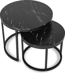 Dohányzóasztal szett fekete márvány hatású felülettel MAURO
