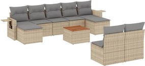 vidaXL 10 részes vegyes bézs polyrattan kerti ülőgarnitúra párnákkal