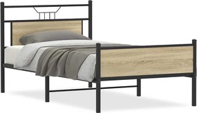 vidaXL ágykeret matrac nélkül Sonoma tölgy 107x203 cm Gépi fa