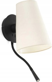 Faro Lupe černá/béžová nástěnná lámpa s Led čtecí lampičkou