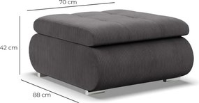 Tokio puff, kordbársony, szürke