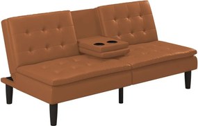 Konyakbarna bőrutánzat kinyitható kanapé 191 cm Maine – Støraa