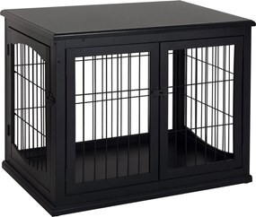 PawHut Otthoni Kutyaketrec, Kutyaház 2 Bejárattal, Zárható Kutyaketrec, Kutyaház Kisméretű Kutyák Számára, Fekete, 58,5 x 81 x 66 cm | Aosom