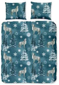 Petróleumkék kétszemélyes hosszabbított flanel ágyneműhuzat 200x220 cm Midnight – Good Morning