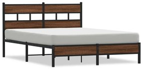 barna tölgy színű szerelt fa ágykeret matrac nélkül 137x190 cm