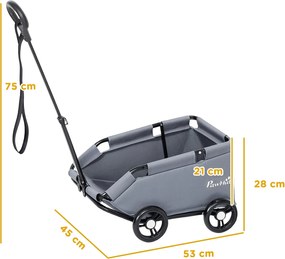 PawHut Kutya Babakocsi, 4-kerekű Összecsukható Kutya Babakocsi Állítható Fogantyúval, Tárolótáskával, Mosható Párnával, Kicsi Kutyák Számára 4 kg-ig,