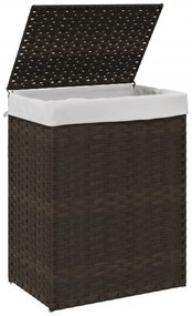 sötétbarna polyrattan szennyeskosár fedéllel 46x33x60 cm