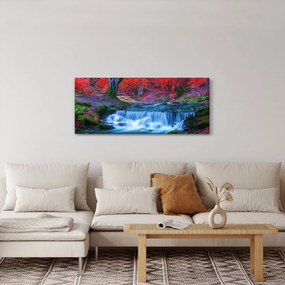 Kép Vízesés egy vörös erdőben (120x50 cm)