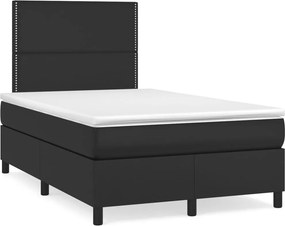 vidaXL fekete műbőr rugós ágy matraccal 120 x 200 cm