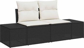 vidaXL Kerti Kanapé Szett párnával 8 pcs Fekete és Krém polirattan