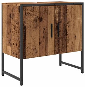 antik fa színű szerelt fa fürdőszobai mosdószekrény 60x33x60 cm