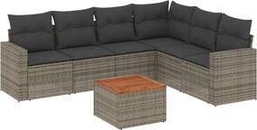 vidaXL 7 részes szürke polyrattan kerti ülőgarnitúra párnákkal