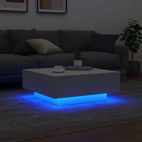 Fehér dohányzóasztal LED-lámpákkal 80 x 80 x 31 cm