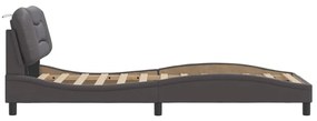 szürke műbőr ágykeret LED-világítással 80 x 200 cm