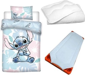 Disney Lilo és Stitch, A csillagkutya Pastel Blue gyerek, ovis ágyneműhuzat, derékalj és paplan/párna szett 100x135 cm 40x60 cm