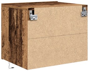 Éjjeli Asztal LED Fali Ráadás Régi Fa 50x39x41 cm
