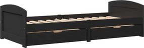 vidaXL Napozóágy 2 fiókkal matrac nélkül IRUN Fekete 90x200 cm